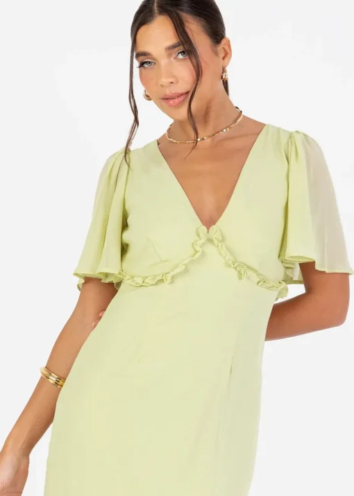 Anaya With Love Recycled Spring Green V Neck Maxi Dress