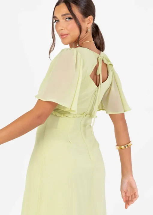 Anaya With Love Recycled Spring Green V Neck Maxi Dress