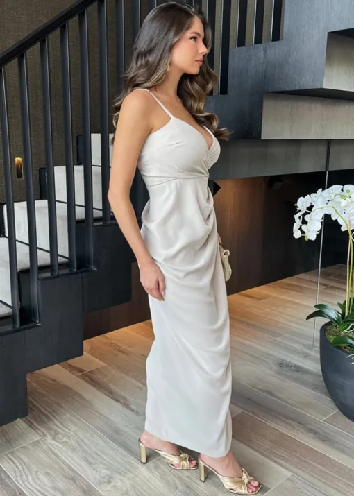 AX Paris Stone Strappy Wrap Top Gathered Skirt Maxi Dress