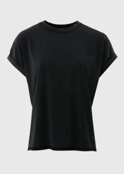 Black Acid Wash Longline T-Shirt