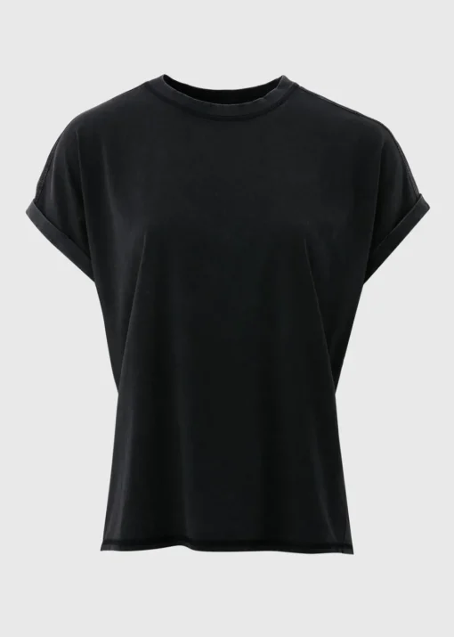 Black Acid Wash Longline T-Shirt