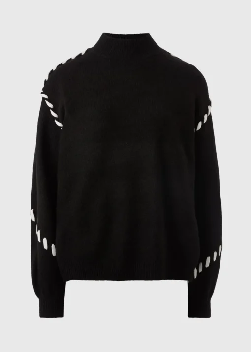 Black Contrast Stitch Jumper