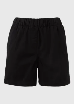 Black Cotton Paper Bag Shorts
