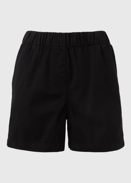 Black Cotton Paper Bag Shorts