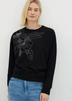 Black Floral Stitch Sweatshirt