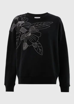 Black Floral Stitch Sweatshirt