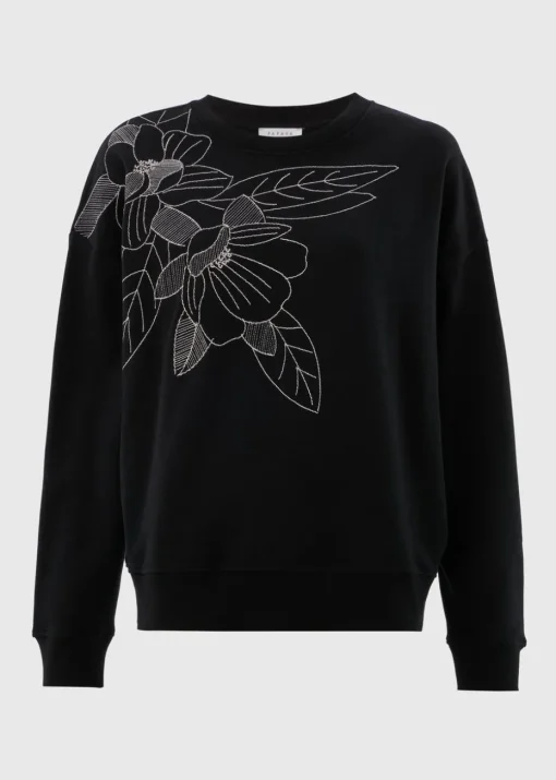 Black Floral Stitch Sweatshirt