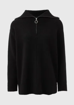 Black Knitted Half Zip Jumper