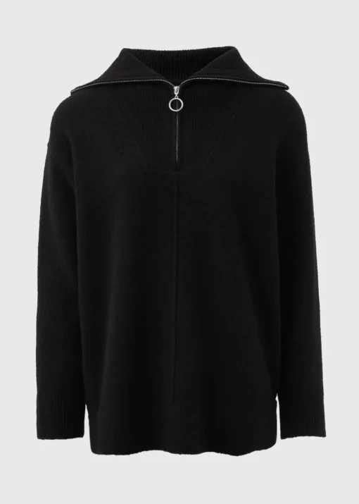 Black Knitted Half Zip Jumper