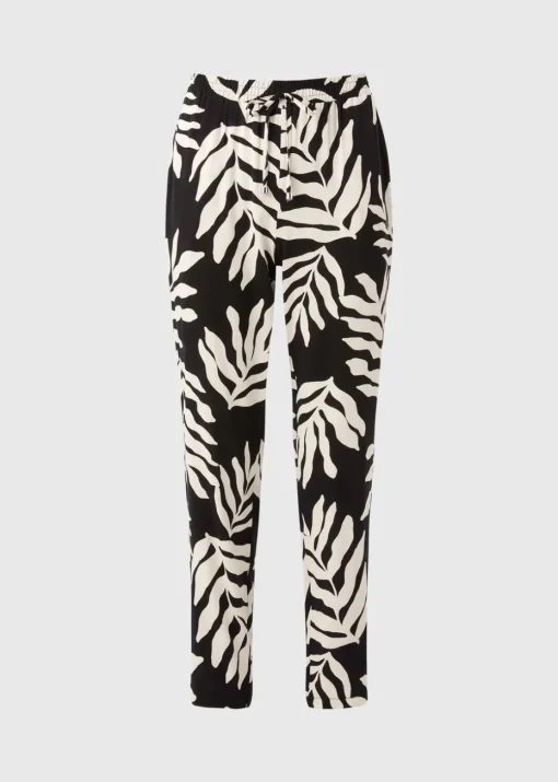 Black Leaf Tapered Trousers