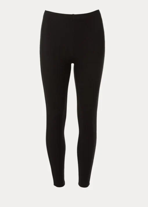 Black Ottoman Stitch Ribbed Leggings
