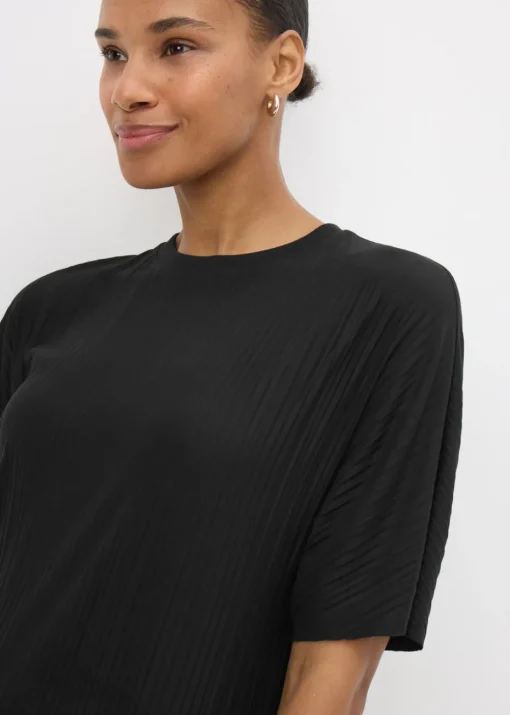 Black Plisse Co Ord T-Shirt