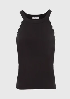 Black Scalloped Edge Racer Back Vest Top