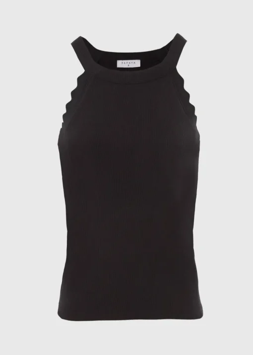 Black Scalloped Edge Racer Back Vest Top