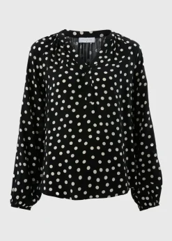 Black Spot Popover Blouse