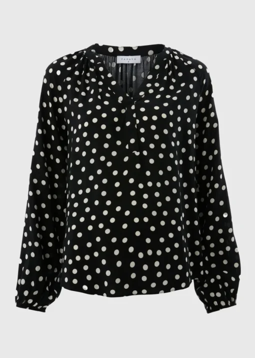 Black Spot Popover Blouse