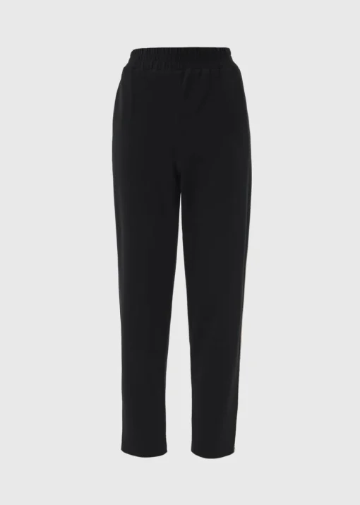 Black Tapered Side Pipe Detail Jogging Bottoms