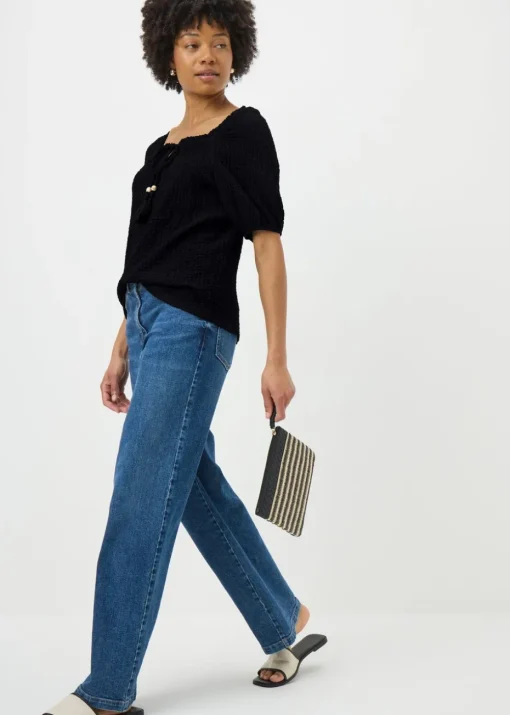 Black Textured Gypsy Top