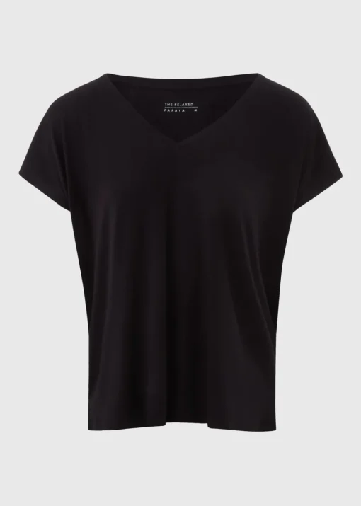 Black V-Neck Relaxed Fit T-Shirt