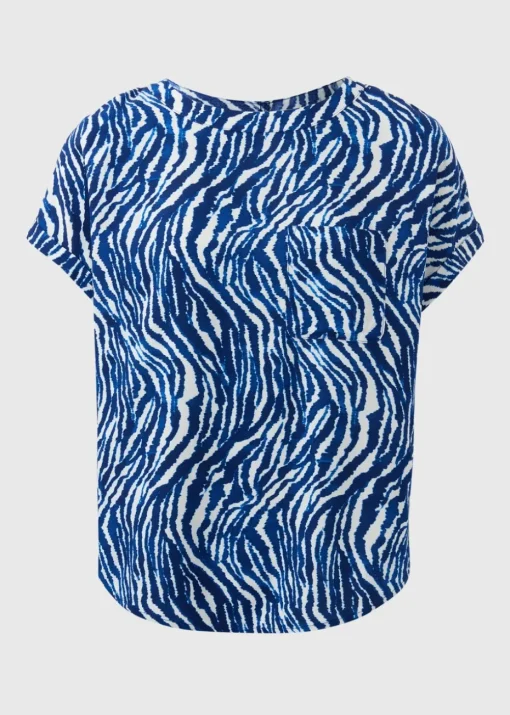 Blue Animal Print Pocket Box Top