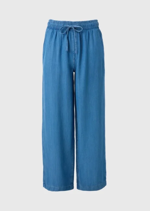 Blue Denim Pinstripe Wide Leg Co Ord Trousers