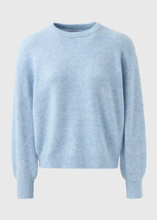 Blue Knitted Crew Neck Jumper