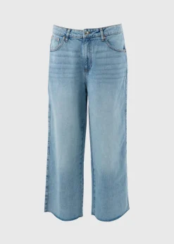 Blue Light Wash Wide Leg Cropped Jeans