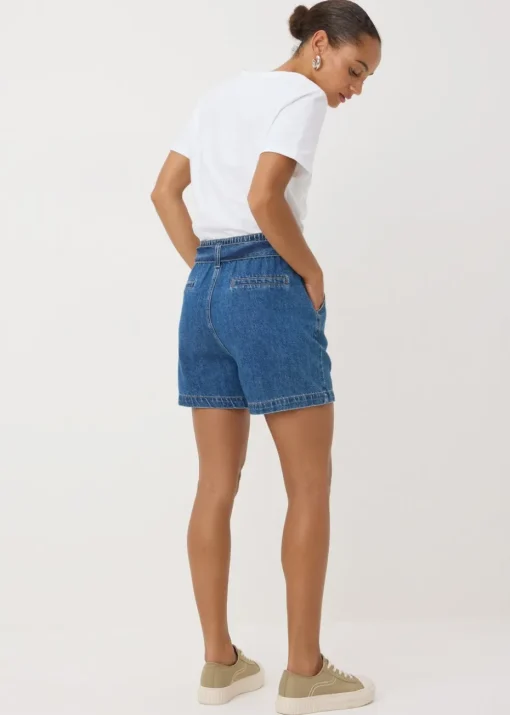 Blue Mid Wash Belted Shorts