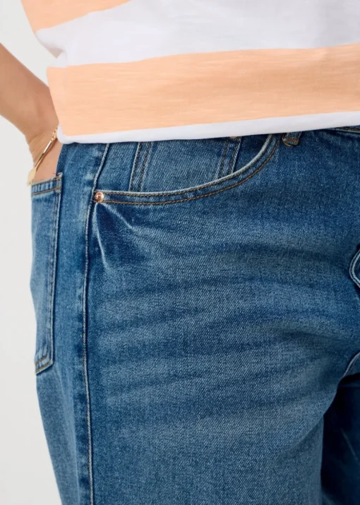 Blue Mid Wash Cropped Wide Leg Jeans