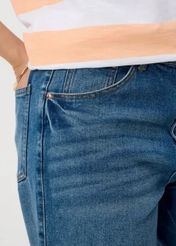 Blue Mid Wash Cropped Wide Leg Jeans