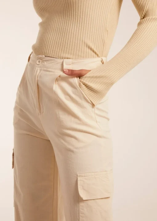 Blue Vanilla Beige Trousers With Side Pocket