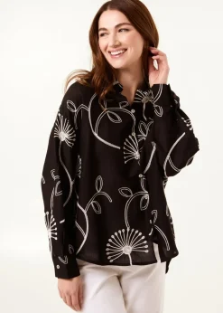 Blue Vanilla Black Embroidered Buttoned Shirt