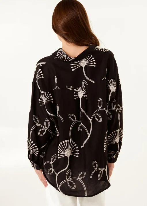 Blue Vanilla Black Embroidered Buttoned Shirt