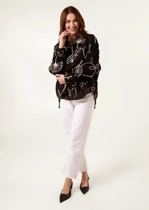 Blue Vanilla Black Embroidered Buttoned Shirt