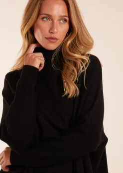 Blue Vanilla Black High Neck Boxy Jumper