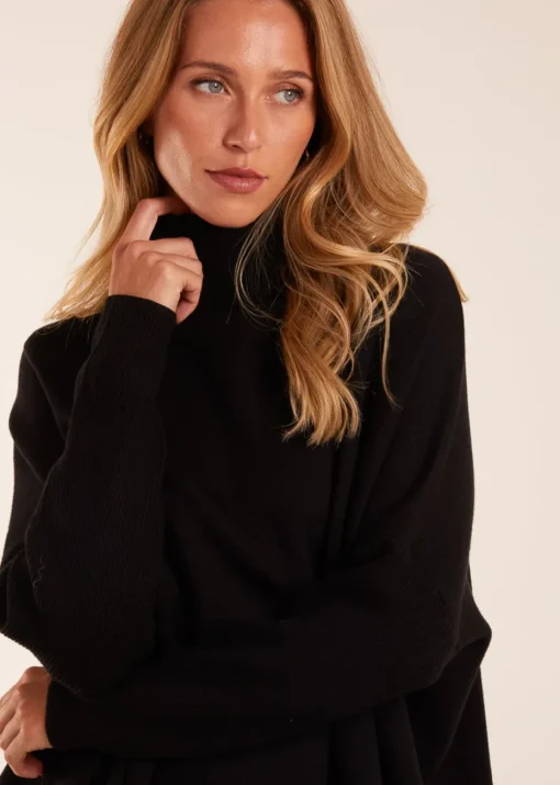 Blue Vanilla Black High Neck Boxy Jumper