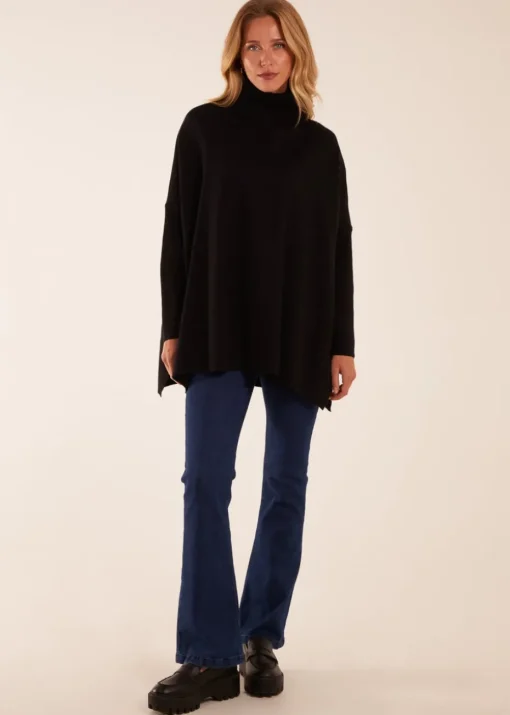 Blue Vanilla Black High Neck Boxy Jumper