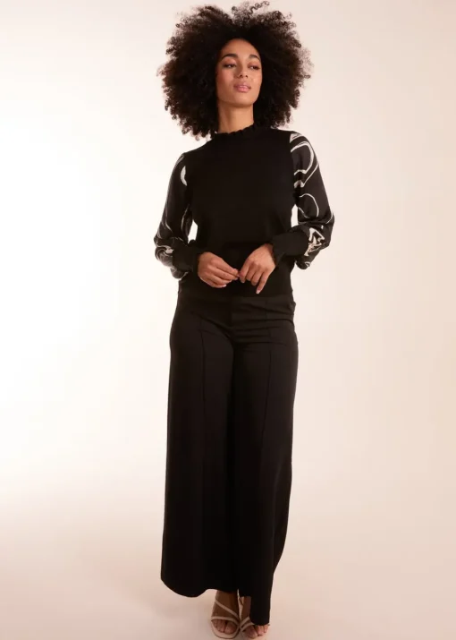 Blue Vanilla Black Marble Sleeve Frill Jumper