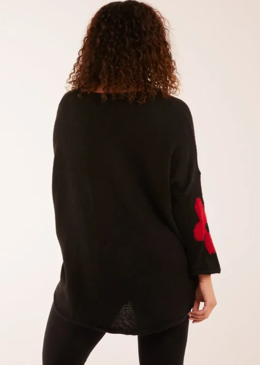 Blue Vanilla Black Multi Coloured Flower Jumper