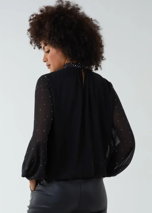 Blue Vanilla Black Ombre Diamante Puffball Top