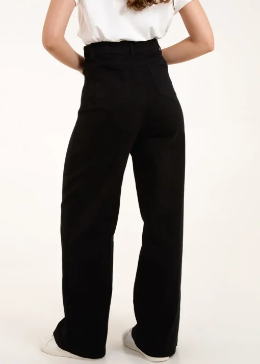 Blue Vanilla Black Plain Wide Leg Trousers