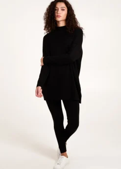 Blue Vanilla Black Ribbed Jumper & Knit Legging Set