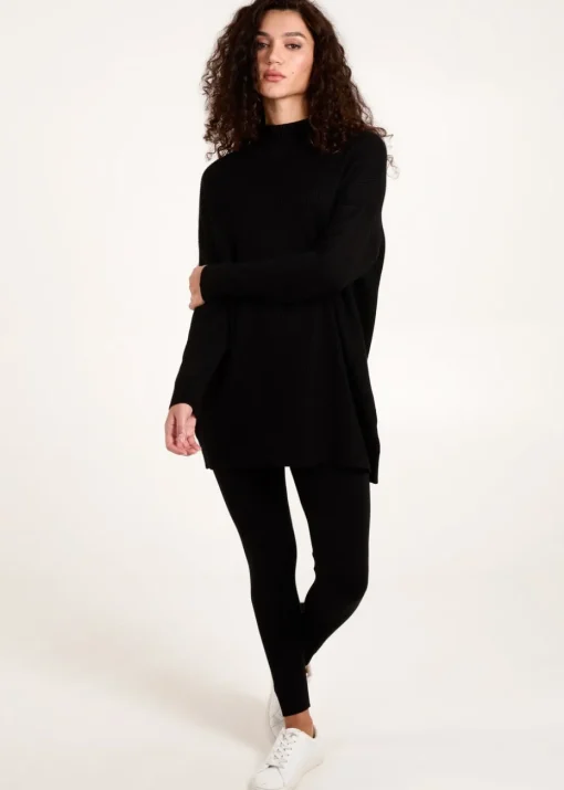 Blue Vanilla Black Ribbed Jumper & Knit Legging Set