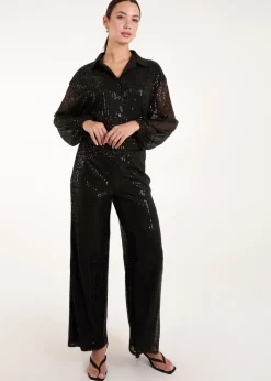 Blue Vanilla Black Sequin Trousers