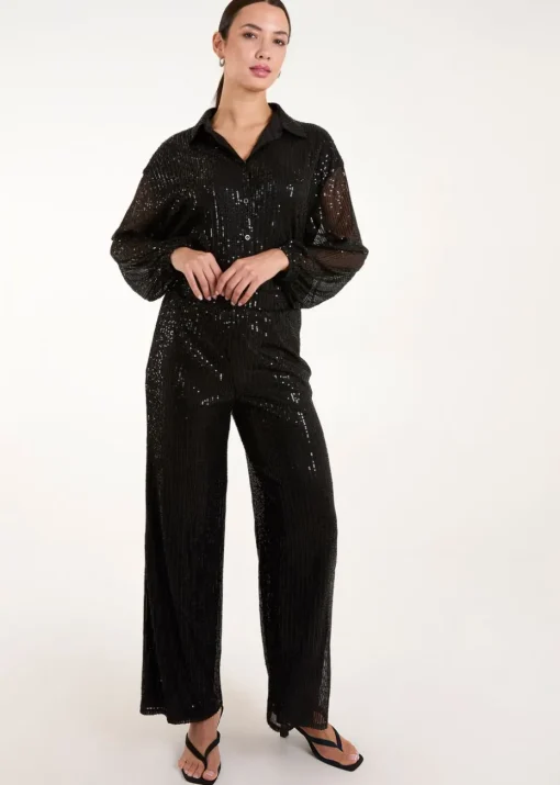 Blue Vanilla Black Sequin Trousers