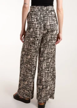 Blue Vanilla Black Shirred Waistband Wide Leg Trousers