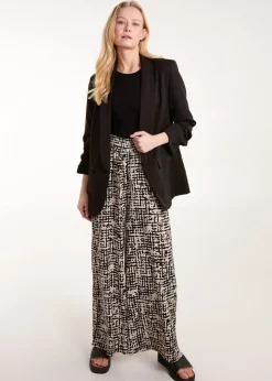 Blue Vanilla Black Shirred Waistband Wide Leg Trousers