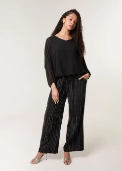 Blue Vanilla Black Sparkle Wide Leg Trouser