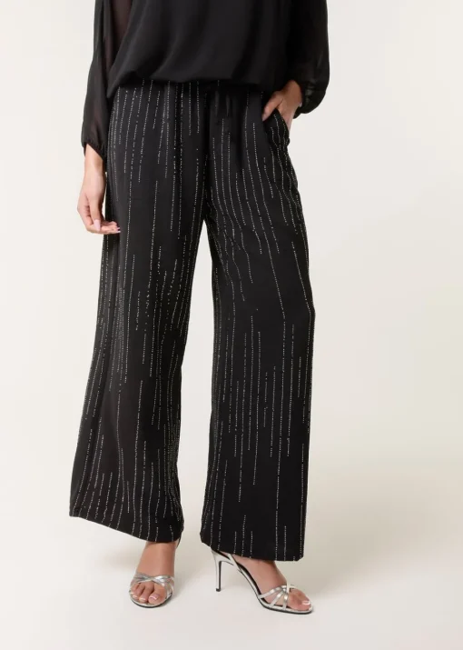 Blue Vanilla Black Sparkle Wide Leg Trouser