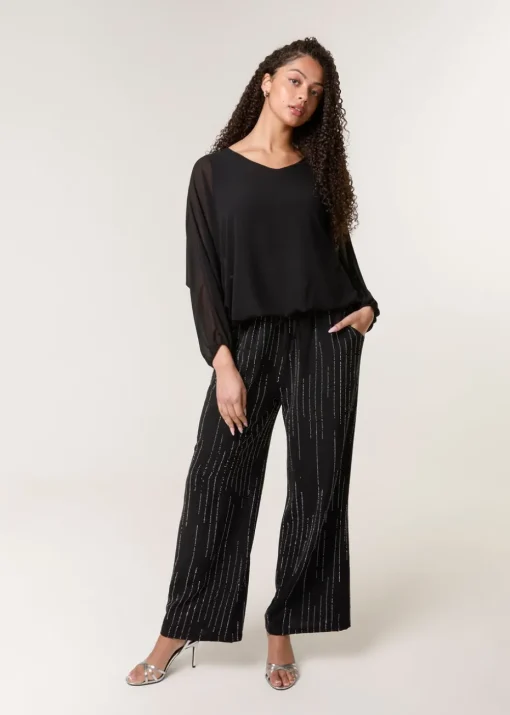 Blue Vanilla Black Sparkle Wide Leg Trouser